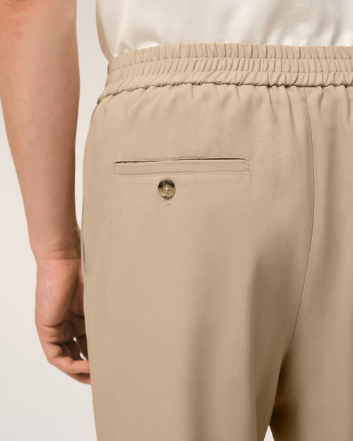 Beige Wool Elasticated Waist Trousers - 5 - Ami Paris