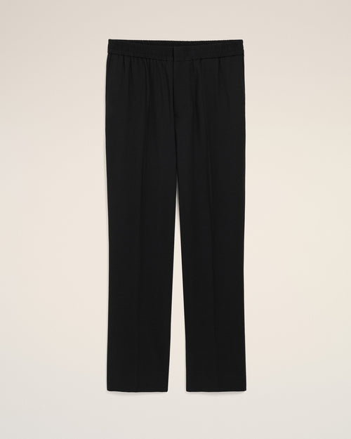 Black Wool Elasticated Waist Trousers - 1 - Ami Paris