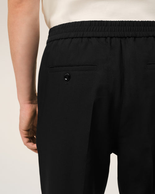 Black Wool Elasticated Waist Trousers - 5 - Ami Paris