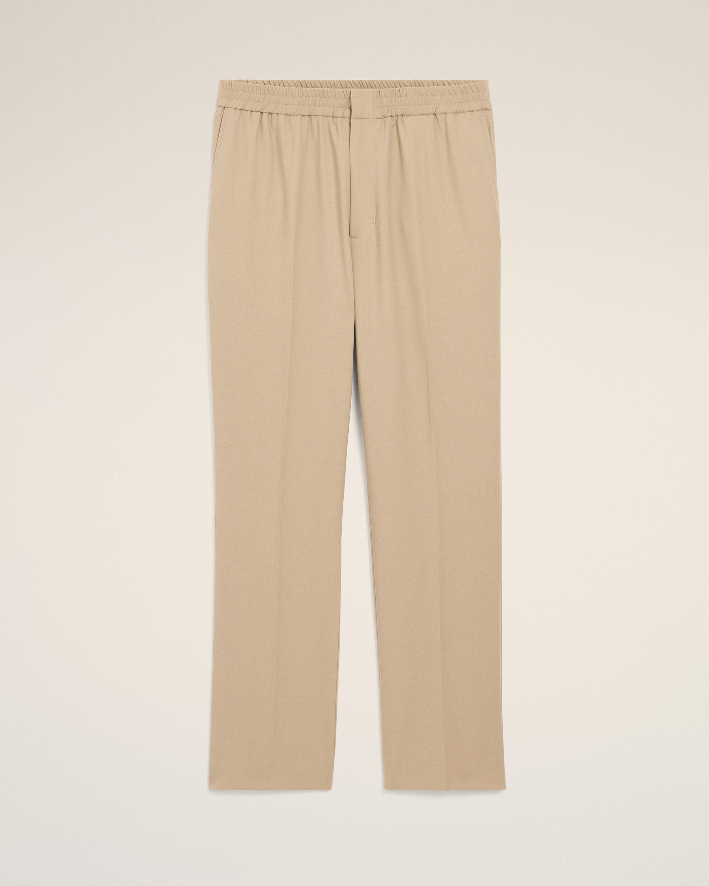 Beige Wool Elasticated Waist Trousers - 1