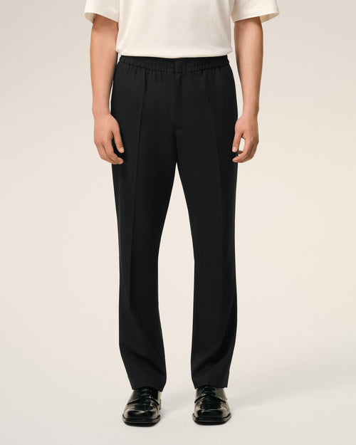 Black Wool Elasticated Waist Trousers - 3 - Ami Paris