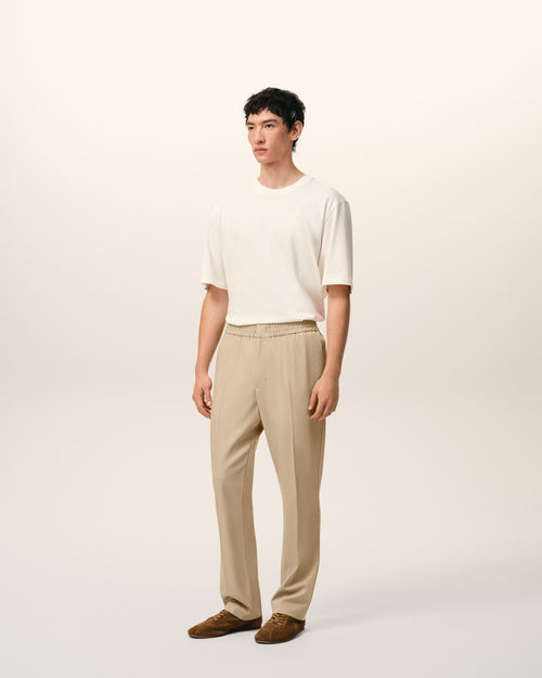 Beige Wool Elasticated Waist Trousers - Man - 6 - AMI Paris - Ami Paris