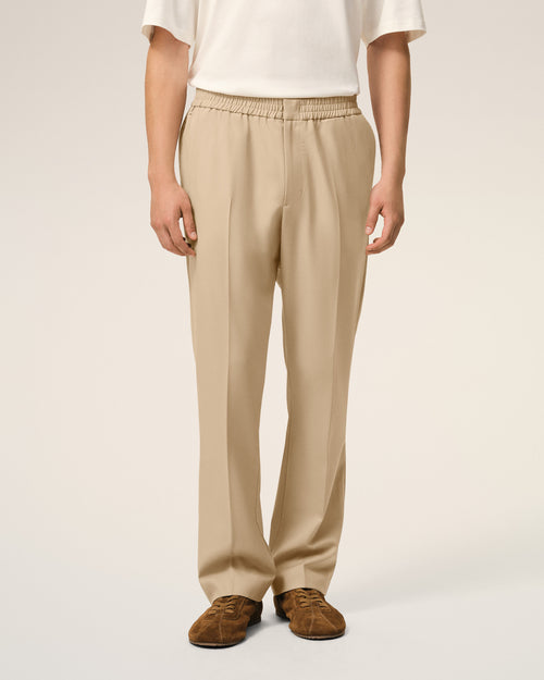 Beige Wool Elasticated Waist Trousers - Man - 3 - AMI Paris - Ami Paris