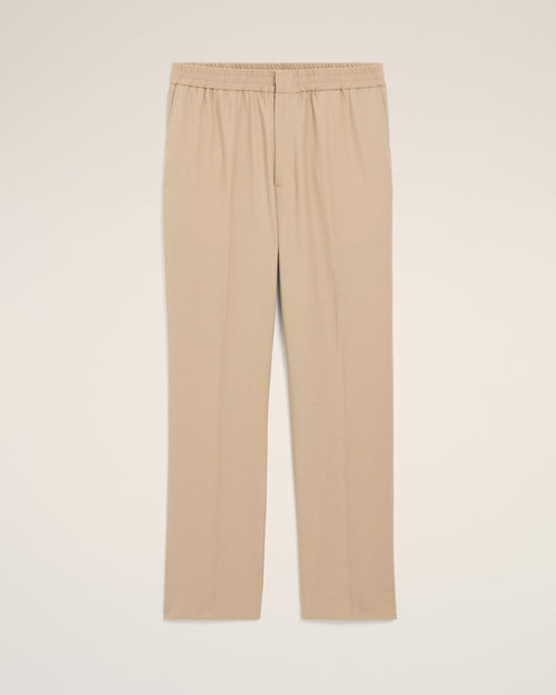 Beige Wool Elasticated Waist Trousers - 2 - Ami Paris