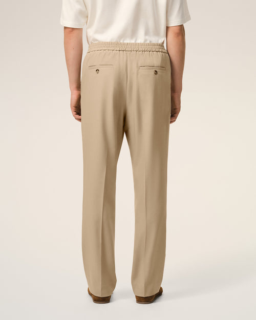 Beige Wool Elasticated Waist Trousers - 4 - Ami Paris
