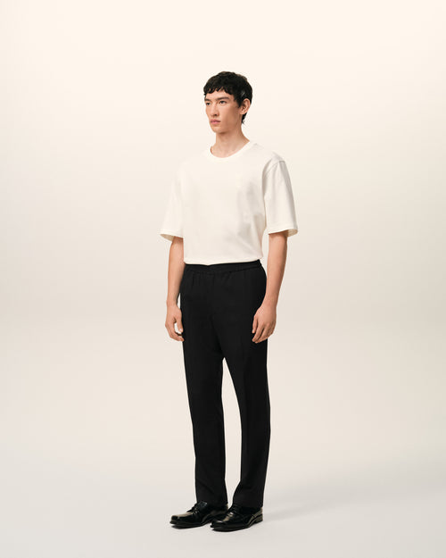 Black Wool Elasticated Waist Trousers - 6 - Ami Paris