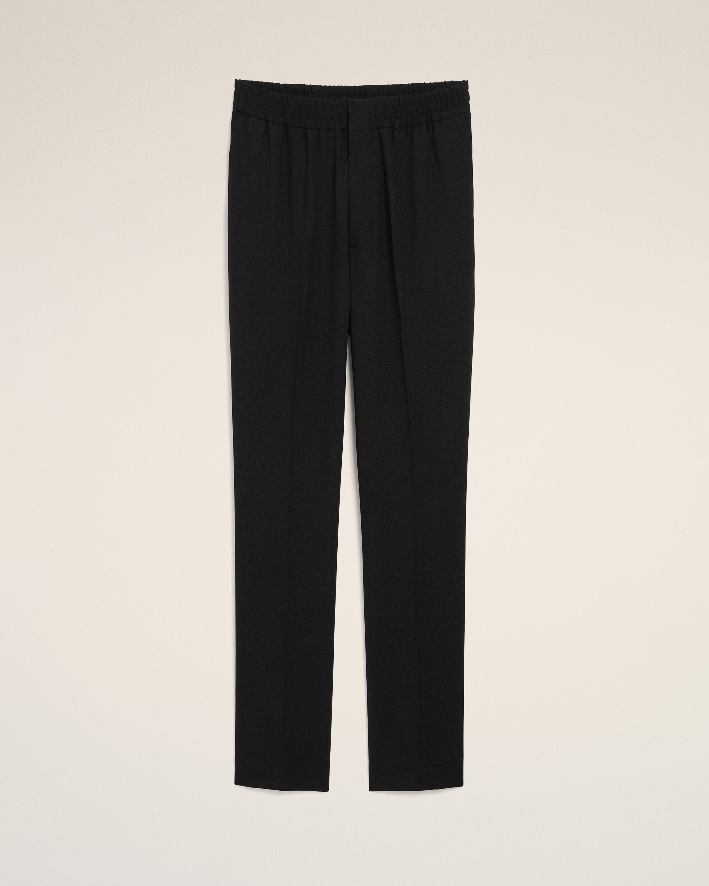 Black elasticated-waist wool trousers - 1