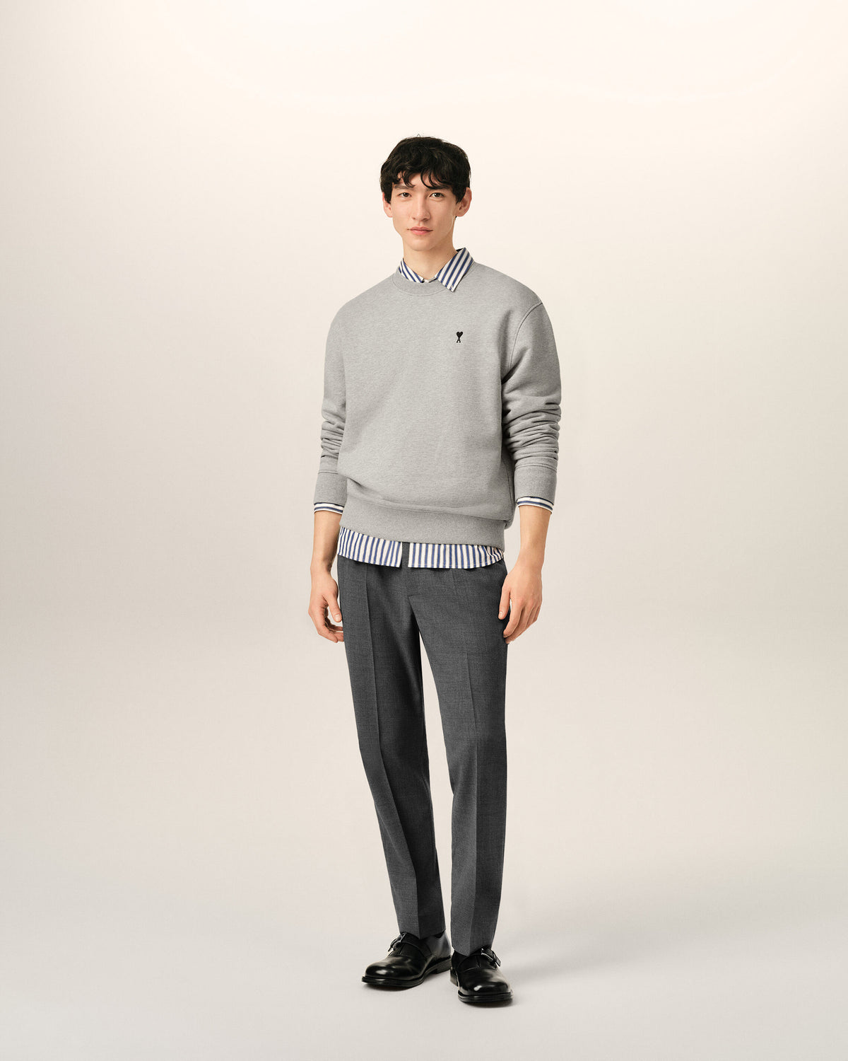 Pantalon gris en laine taille élastiquée - 2