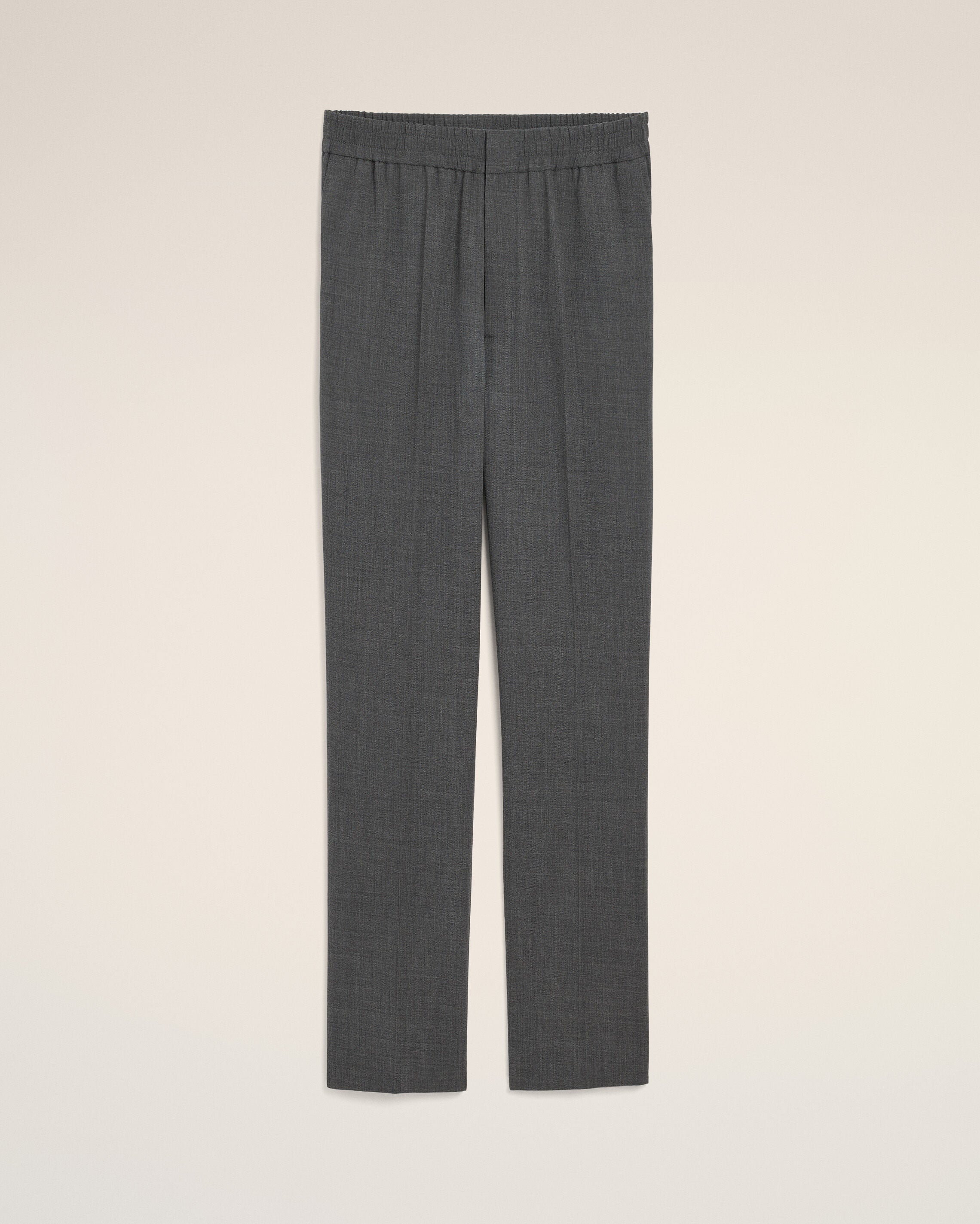 Grey elasticated-waist wool trousers - 1