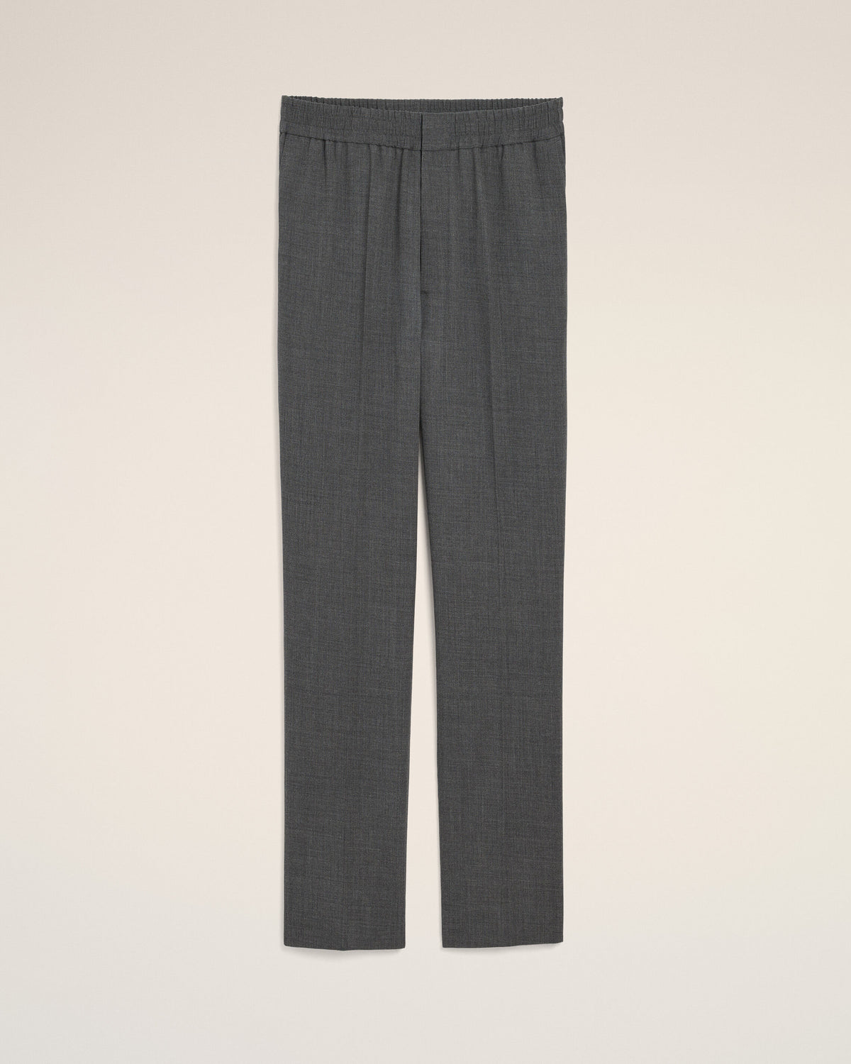 Pantalon gris en laine taille élastiquée - 1