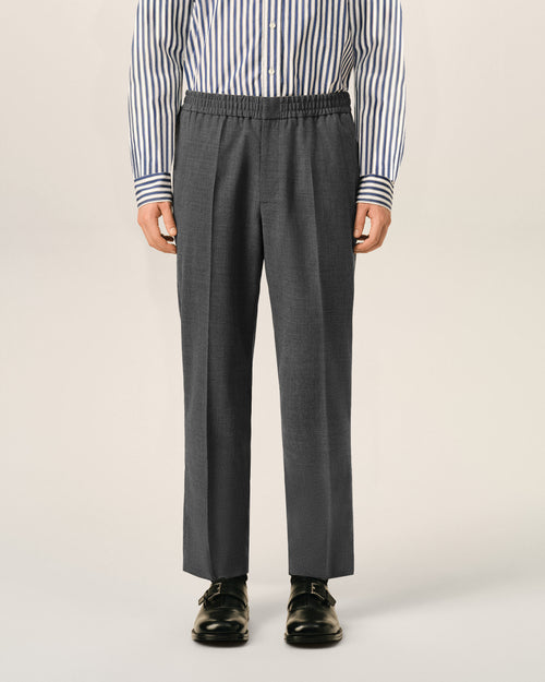 Grey elasticated-waist wool trousers - Man - 3 - AMI Paris - Ami Paris