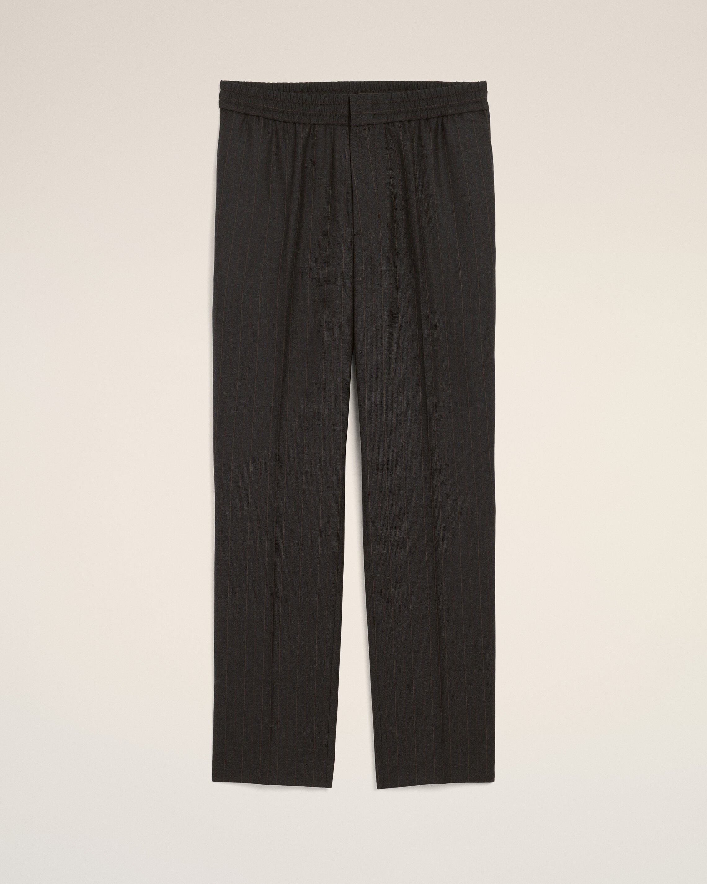 Grey elasticated-waist striped wool trousers - 1