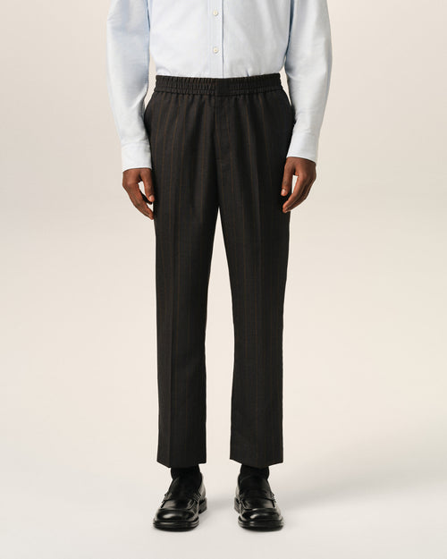 Grey elasticated-waist striped wool trousers - Man - 3 - AMI Paris - Ami Paris