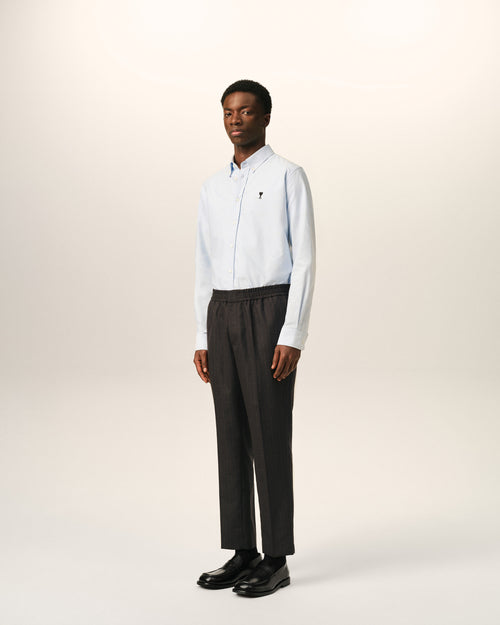 Grey elasticated-waist striped wool trousers - Man - 6 - AMI Paris - Ami Paris