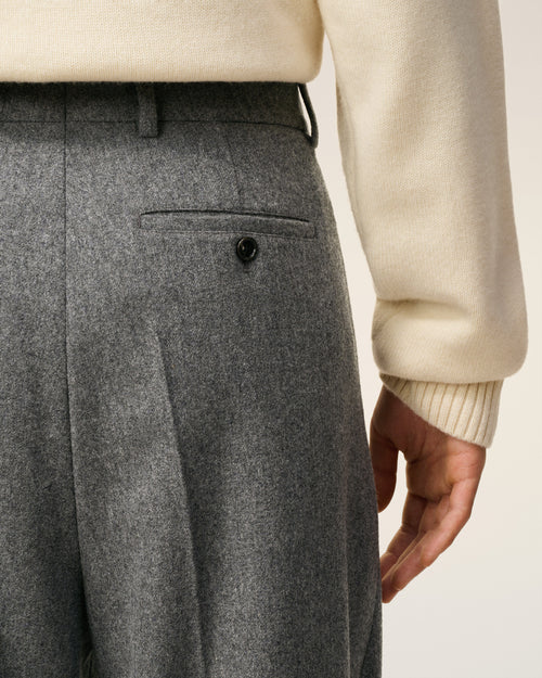 Grey Wool Wide Trousers - 5 - Ami Paris