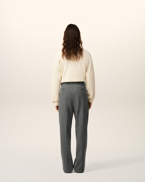 Grey Wool Wide Trousers - 4 - Ami Paris