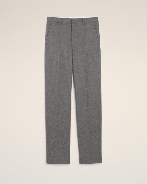 Grey Wool Wide Trousers - 2 - Ami Paris