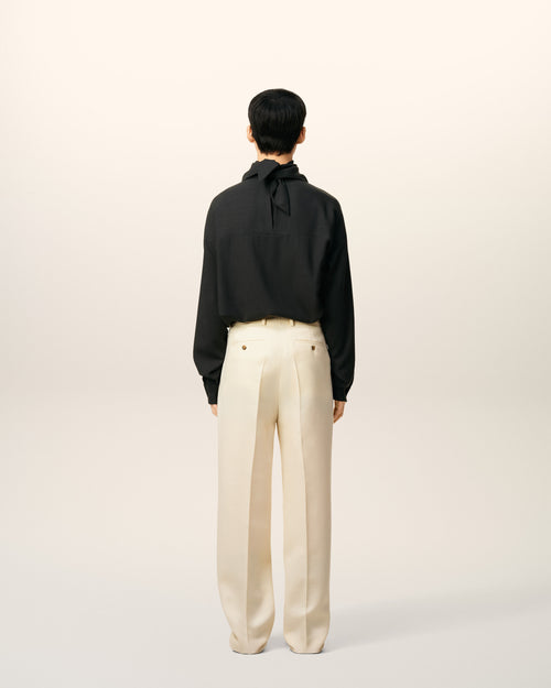 White Wool Wide Trousers - 4 - Ami Paris