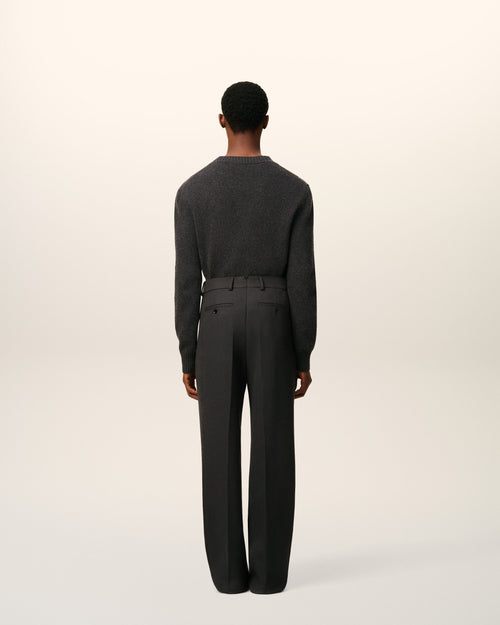 Pantalón ancho de lana negra - 4 - Ami Paris