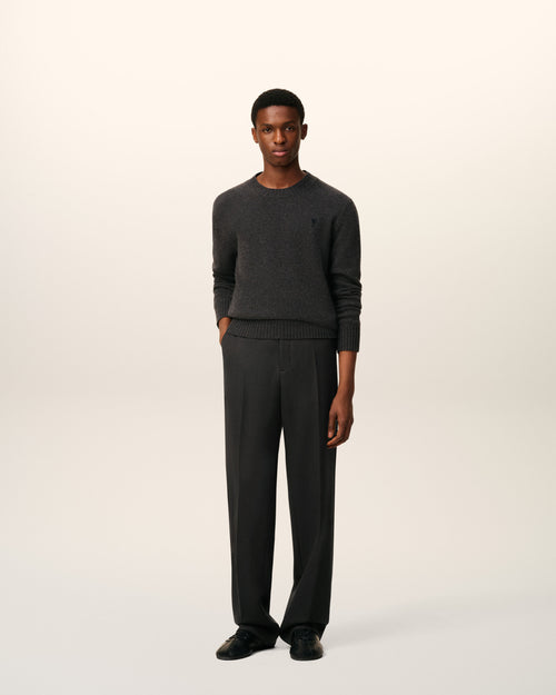 Black Wool Wide Trousers - 1 - Ami Paris