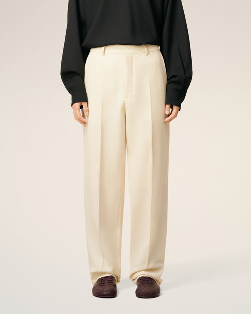 White Wool Wide Trousers - 3 - Ami Paris
