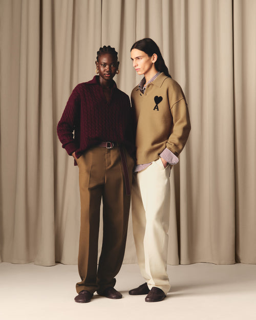 White Wool Wide Trousers - 7 - Ami Paris