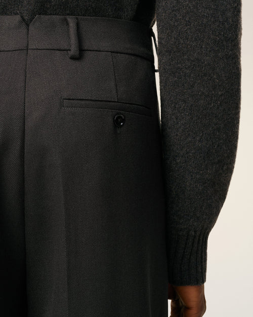 Black Wool Wide Trousers - 5 - Ami Paris