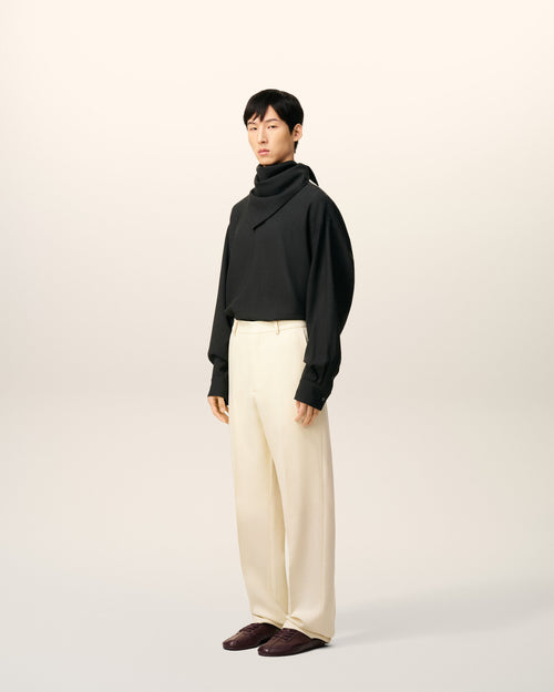 White Wool Wide Trousers - 6 - Ami Paris