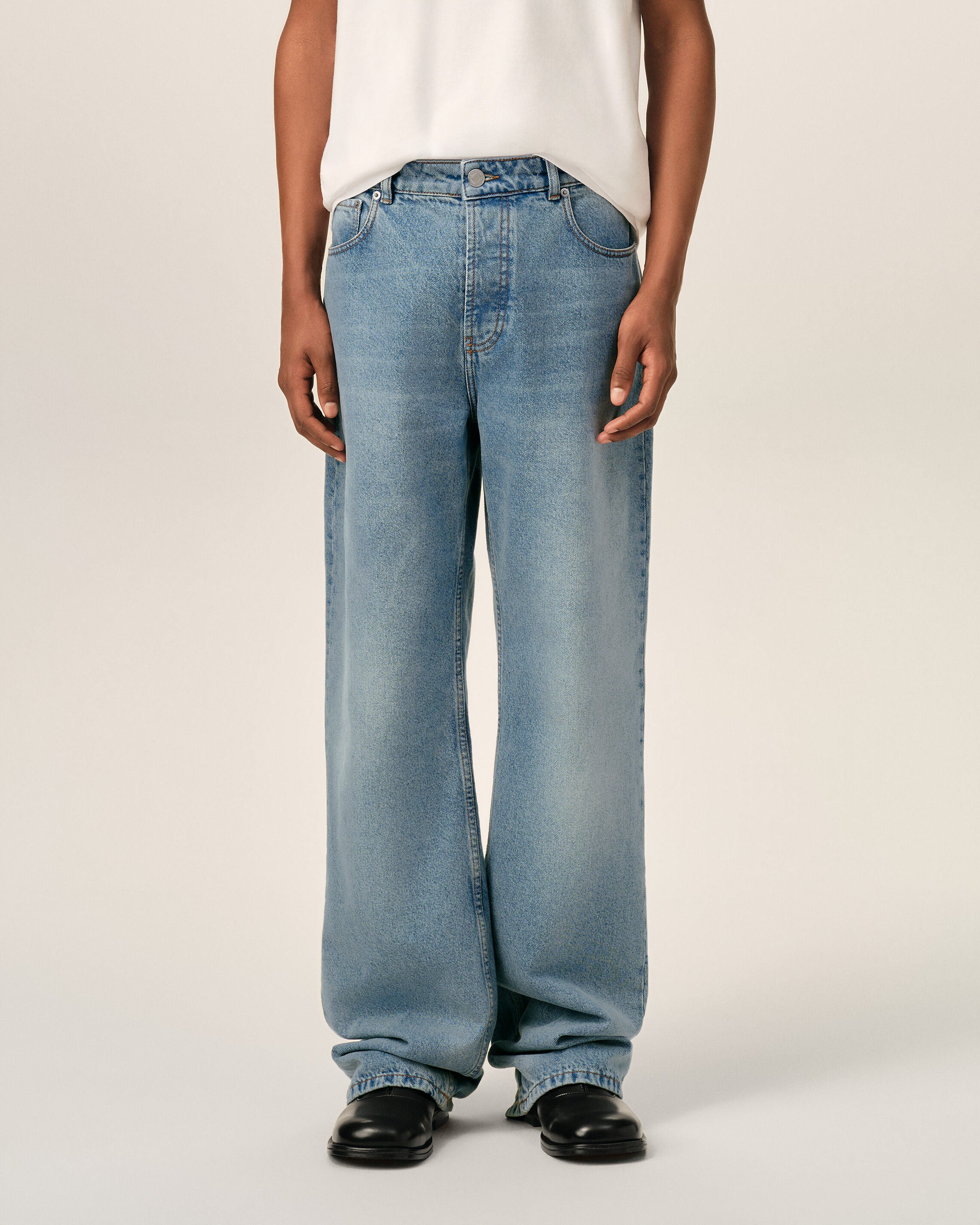 Blue large-fit cotton jeans - 3