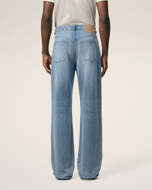 Jean Bleu Coupe Large en Coton - 4 - Ami Paris