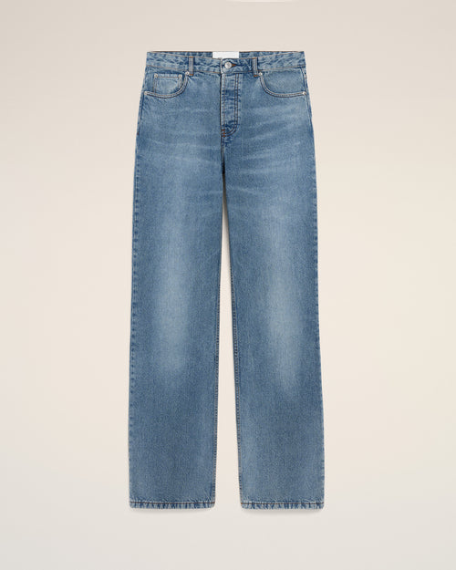 Blue Cotton Large Fit Jeans - 2 - Ami Paris