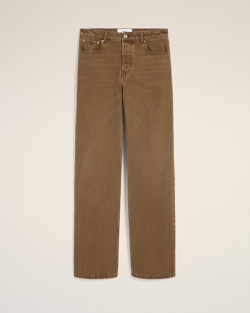 Brown Cotton Large Fit Jeans - 2 - Ami Paris
