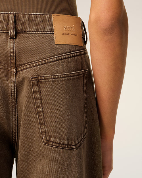 Brown Cotton Large Fit Jeans - 5 - Ami Paris