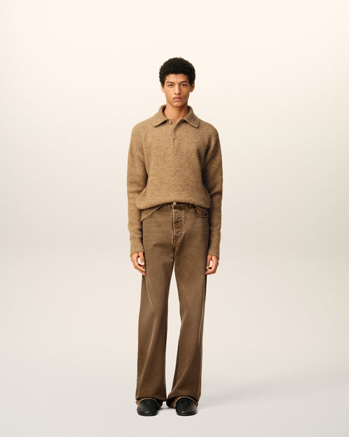 Brown Cotton Large Fit Jeans - 1 - Ami Paris