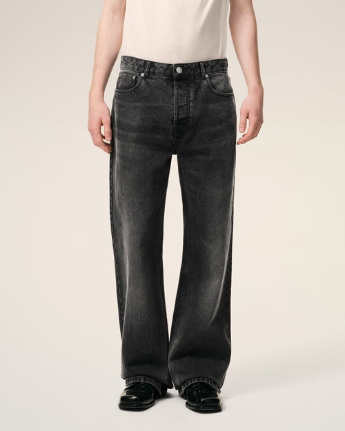 Black Cotton Large Fit Jeans - Man - 3 - AMI Paris - Ami Paris