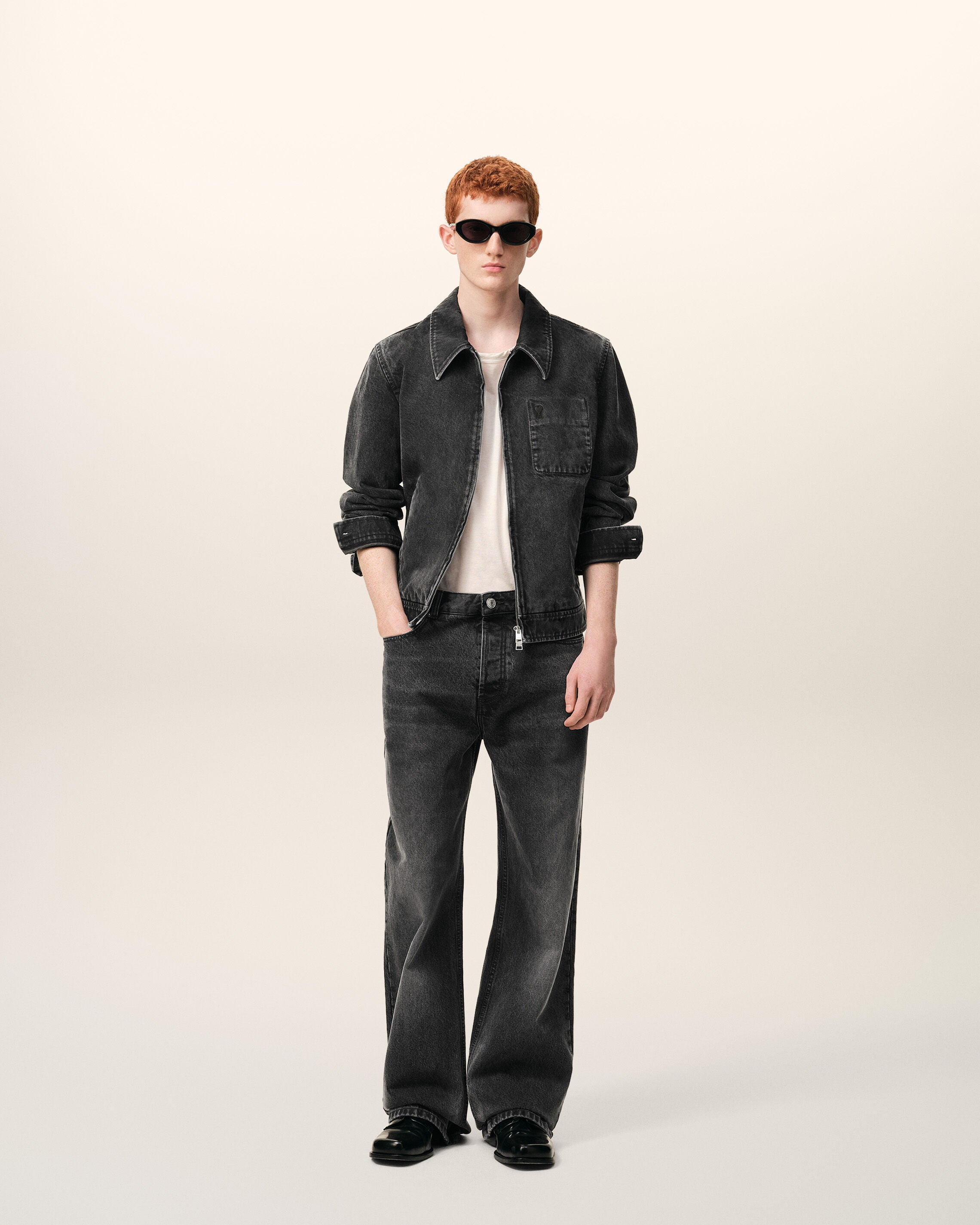 Black Cotton Large Fit Jeans - 2