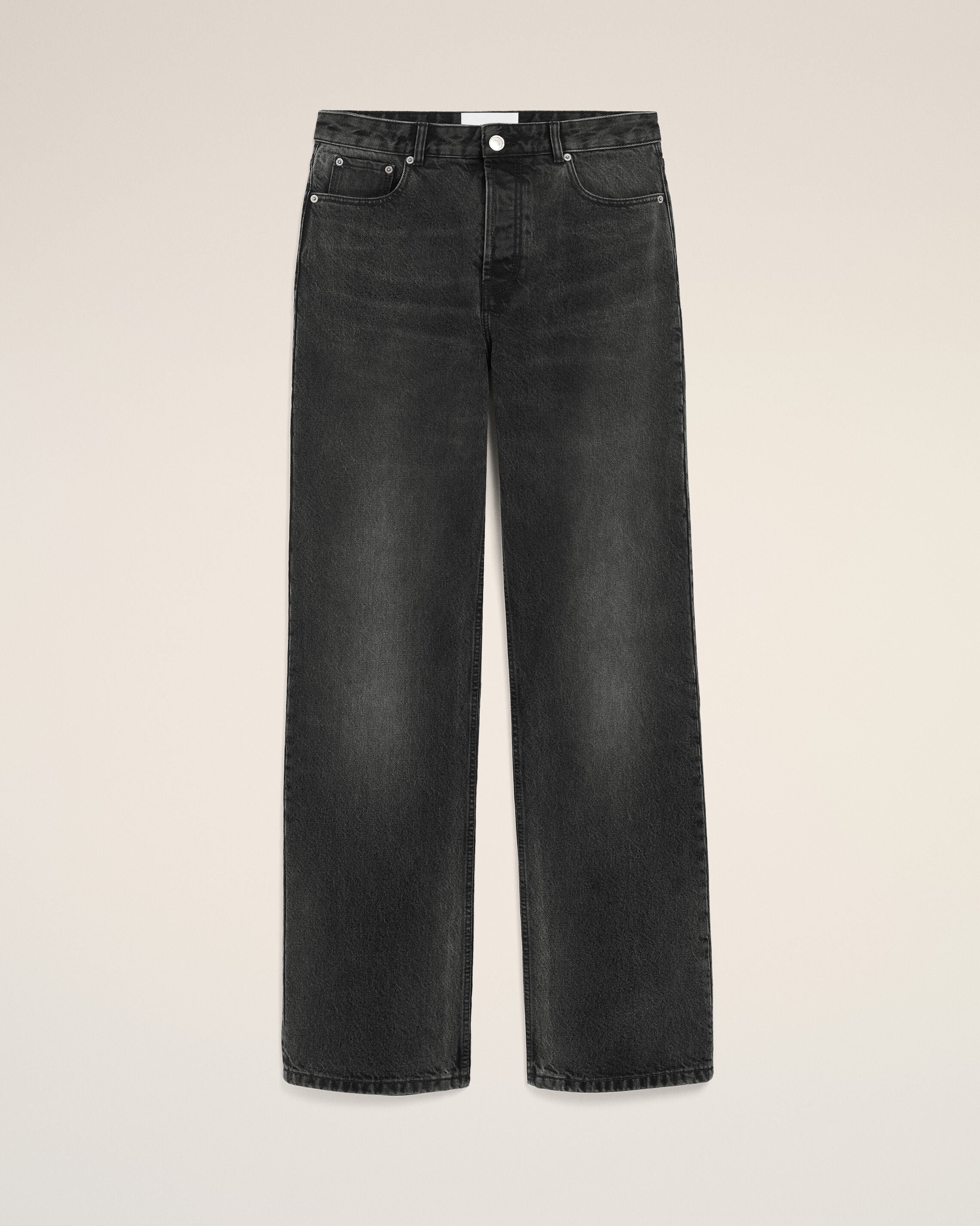 Black Cotton Large Fit Jeans - 1