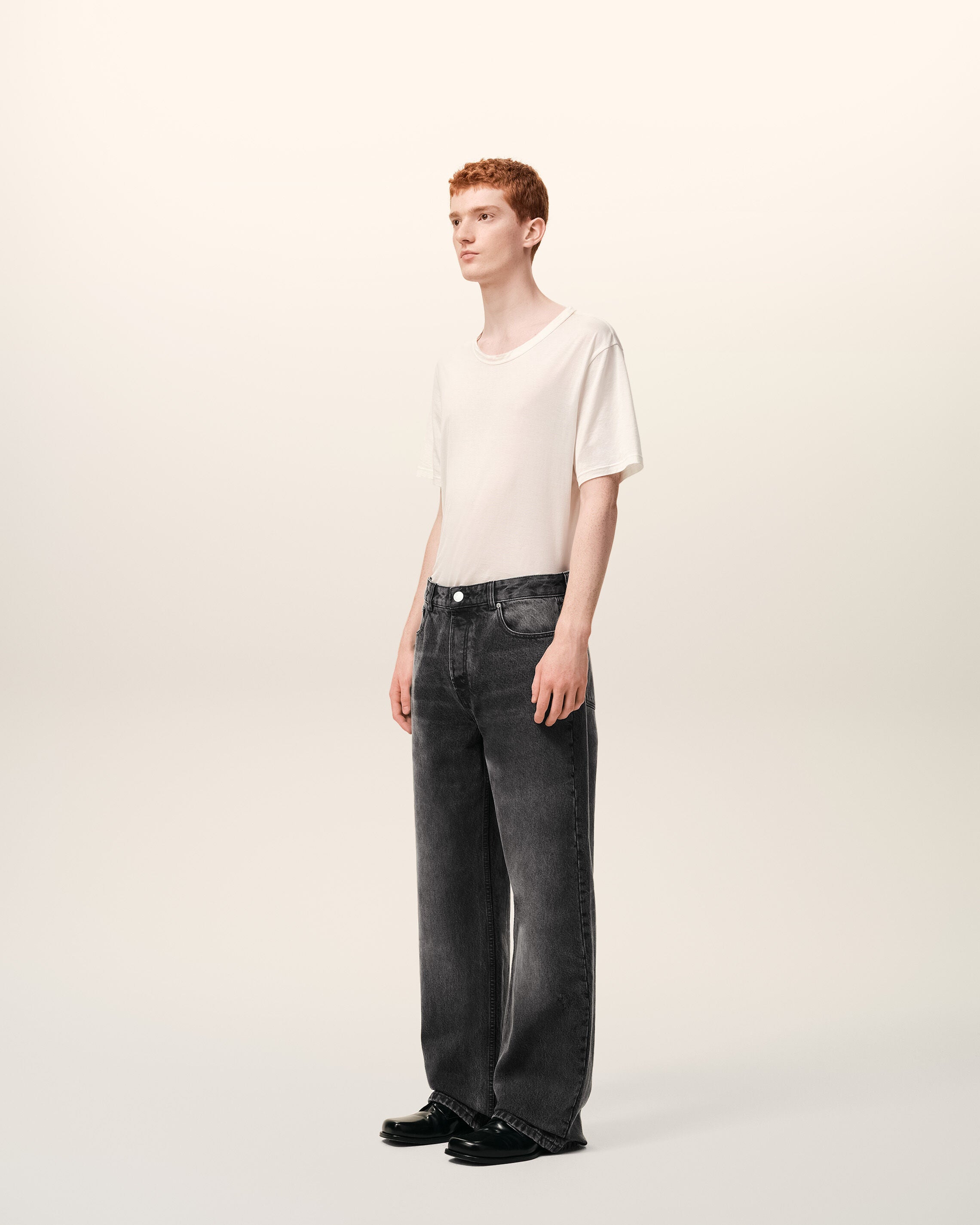 Black Cotton Large Fit Jeans - 6