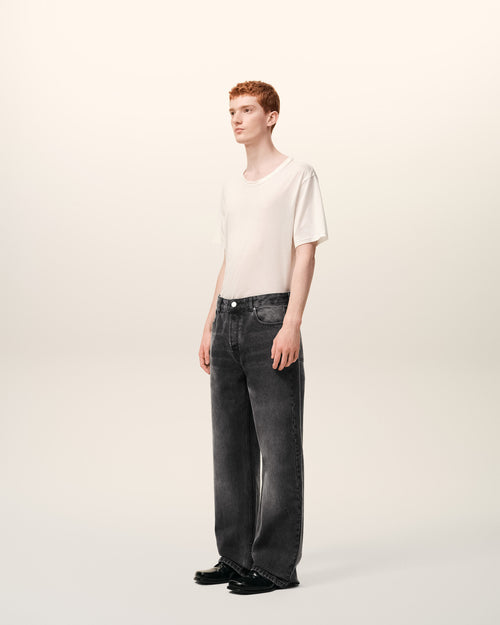 Black Cotton Large Fit Jeans - Man - 6 - AMI Paris - Ami Paris