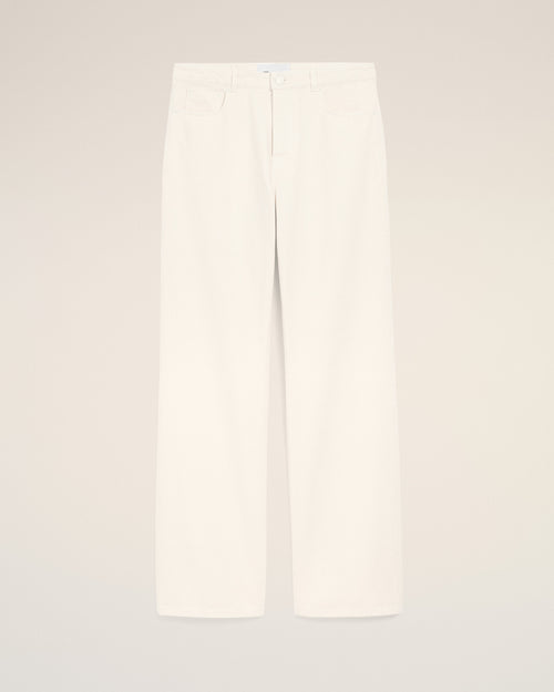 White Cotton Large Fit Jeans - WHITE CREAM - Ami Paris