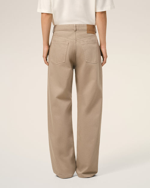 Beige Cotton Large Fit Jeans - 4 - Ami Paris