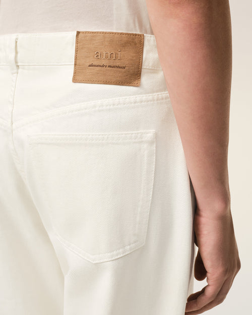 White Cotton Large Fit Jeans - Man - 5 - AMI Paris - Ami Paris