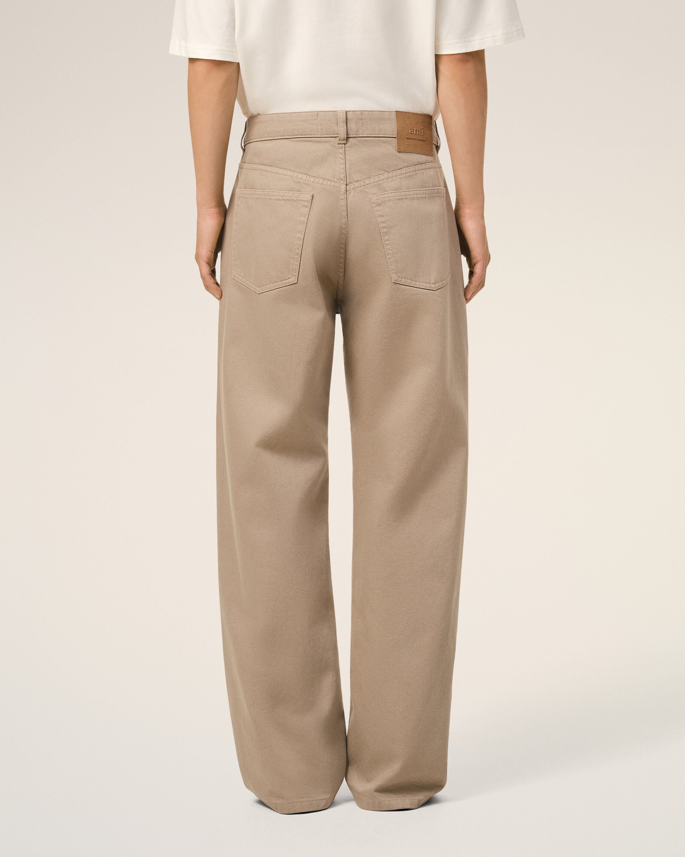 Beige Cotton Large Fit Jeans - 4