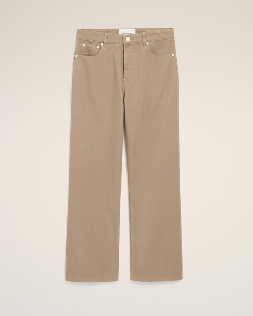 Jean Beige Coupe Large en Coton - 2 - Ami Paris