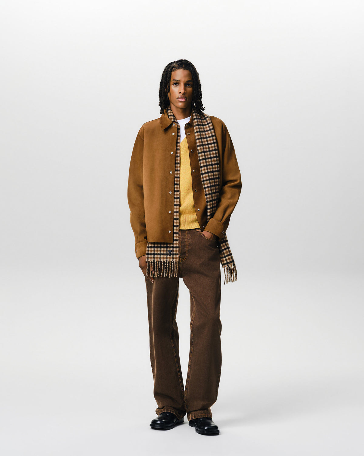 Jean marron coupe large en coton - 2