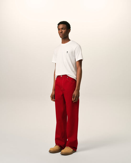 Red large-fit cotton jeans - Man - 6 - AMI Paris - Ami Paris