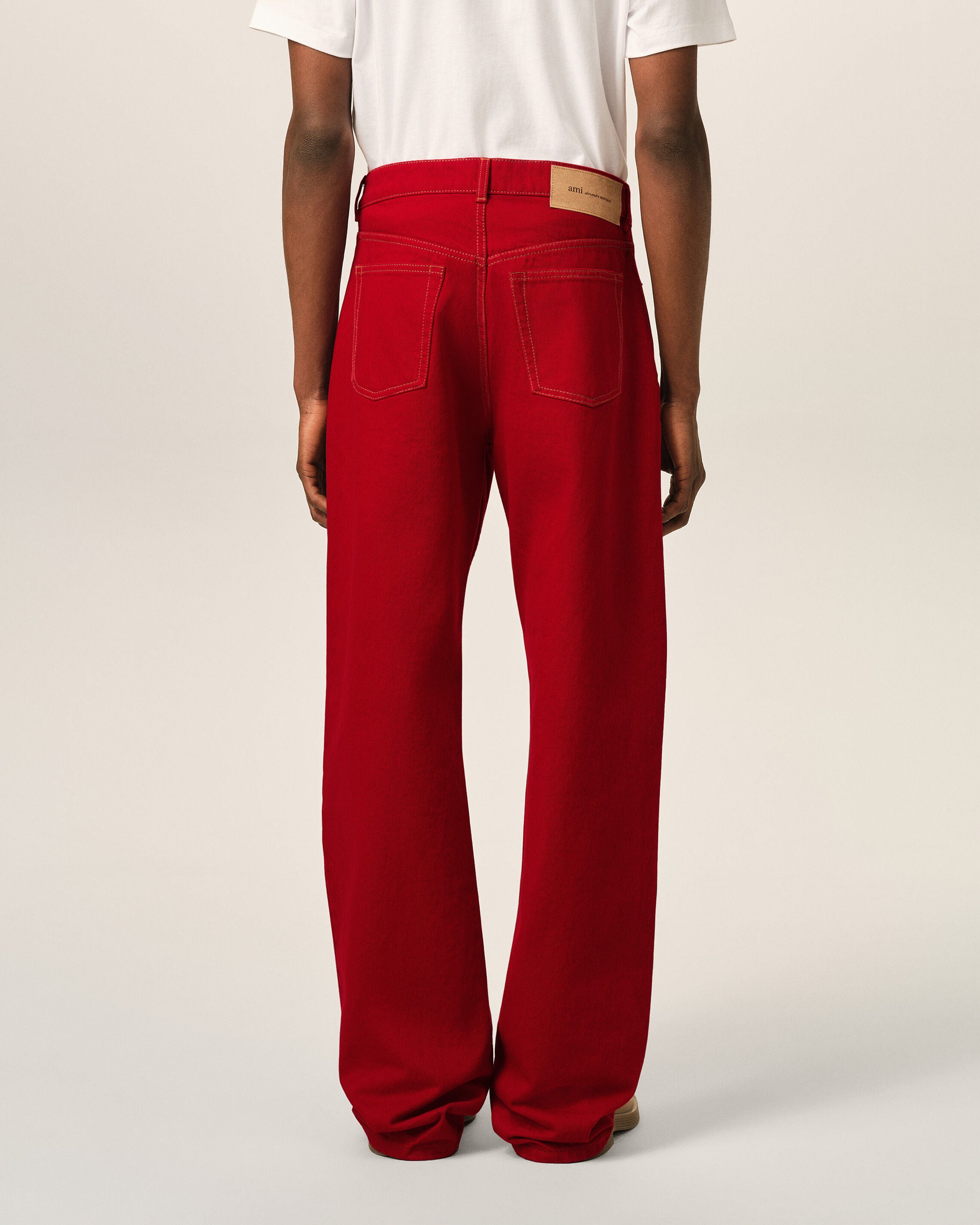 Red large-fit cotton jeans - 4