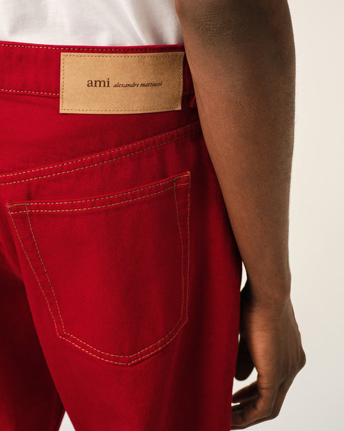 Red large-fit cotton jeans - Man - 5 - AMI Paris - Ami Paris