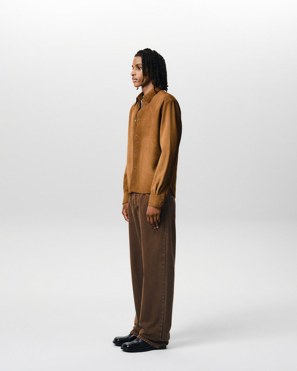 Jean marron coupe large en coton - 6