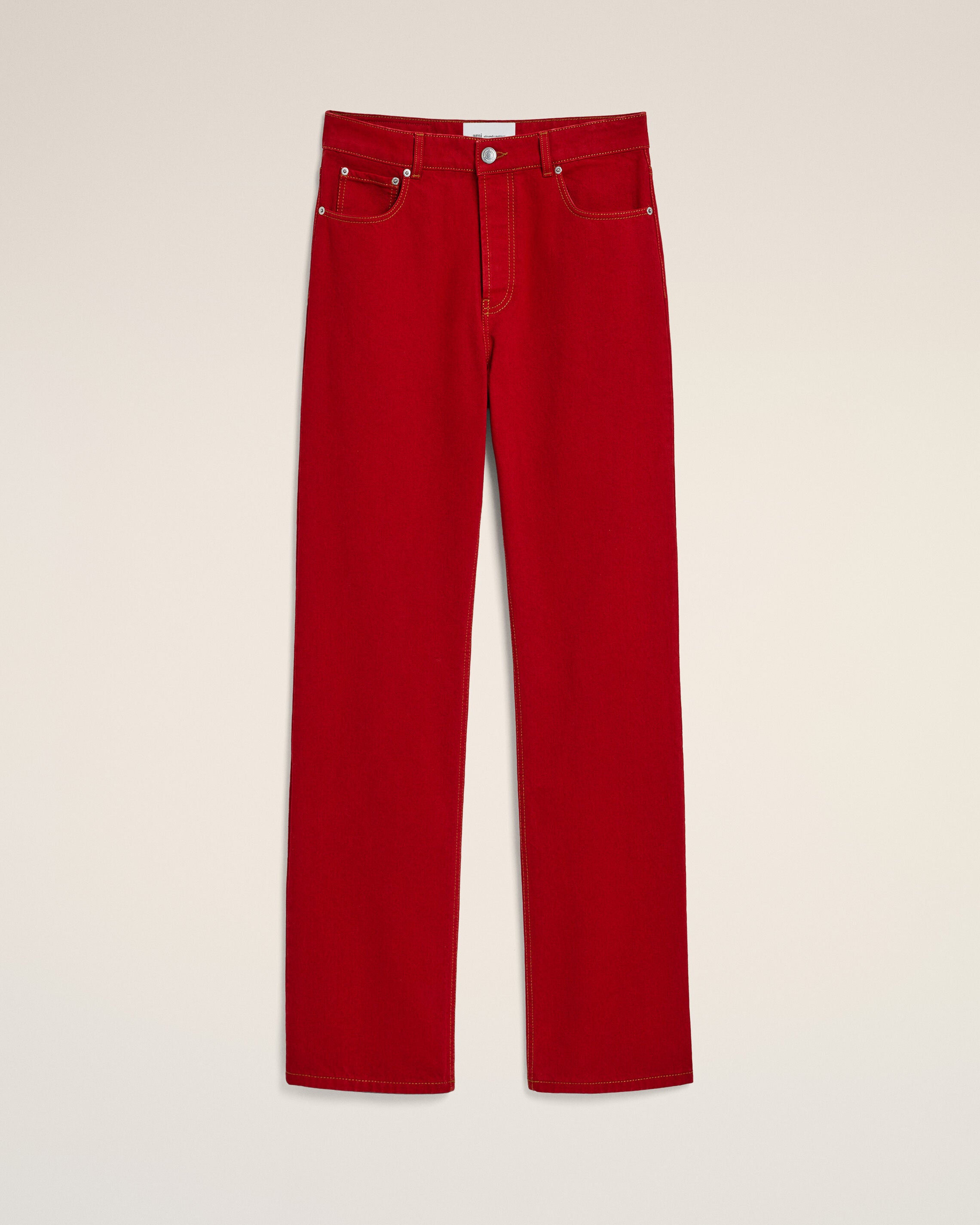 Red large-fit cotton jeans - 1